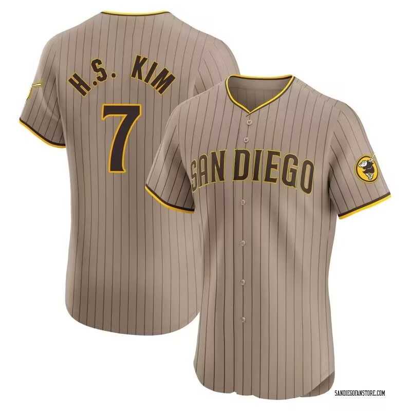 Men%27s San Diego Padres #7 Ha Seong Kim White Stitched MLB Cool Base Nike Brown Jersey->milwaukee brewers->MLB Jersey